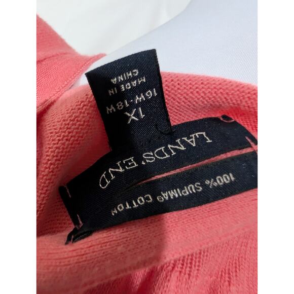 Lands' End Cardigan Sweater Pink Women's Knit 100% Supima Cotton Women's Size 1X - Picture 7 of 12
